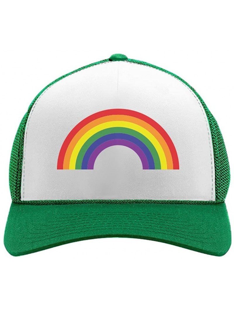 Baseball Caps Pride Parade Trucker Hat Gay & Lesbian Pride Rainbow Flag Trucker Hat Mesh Cap - Green/White - C918CU7RYOR $18.47