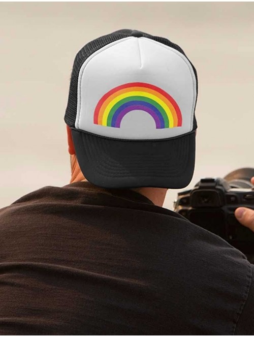 Baseball Caps Pride Parade Trucker Hat Gay & Lesbian Pride Rainbow Flag Trucker Hat Mesh Cap - Green/White - C918CU7RYOR $18.47