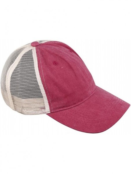 Baseball Caps Natueal Mesh Baseball Cap Unisex Washed Pigment Dyed Low Profile Hat - Burgundy - C21926SUAO3 $13.45