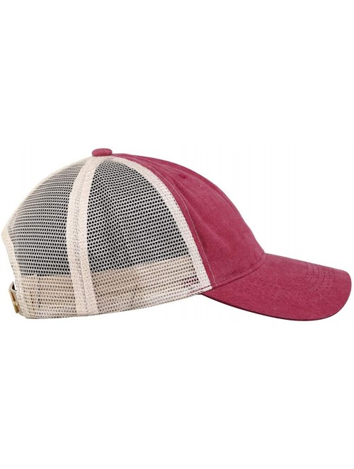 Baseball Caps Natueal Mesh Baseball Cap Unisex Washed Pigment Dyed Low Profile Hat - Burgundy - C21926SUAO3 $13.45