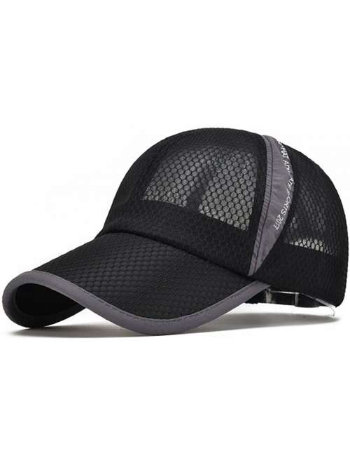 Baseball Caps Unisex Breathable Quick Dry Mesh Baseball Cap Running hat- L/XL - Black-l/Xl - CL182YMNQO3 $13.85