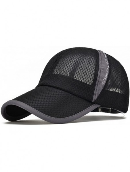 Baseball Caps Unisex Breathable Quick Dry Mesh Baseball Cap Running hat- L/XL - Black-l/Xl - CL182YMNQO3 $13.85