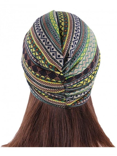 Skullies & Beanies Shiny Metallic Turban Cap Indian Pleated Headwrap Swami Hat Chemo Cap for Women - Yellow Pleated - CQ18A4M...