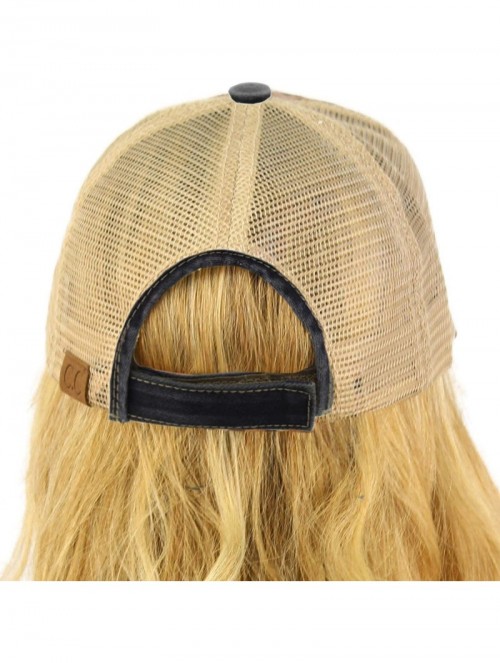 Baseball Caps Everyday Distressed Trucker Mesh Summer Vented Baseball Sun Cap Hat - Navy - CU18RQWH3RW $16.67