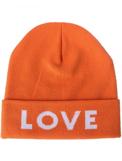 Skullies & Beanies Cuffed Winter Beanie Hat Jacquard Love for Women and Men Multi-Colors - Orange - C918K2RIW03 $12.97