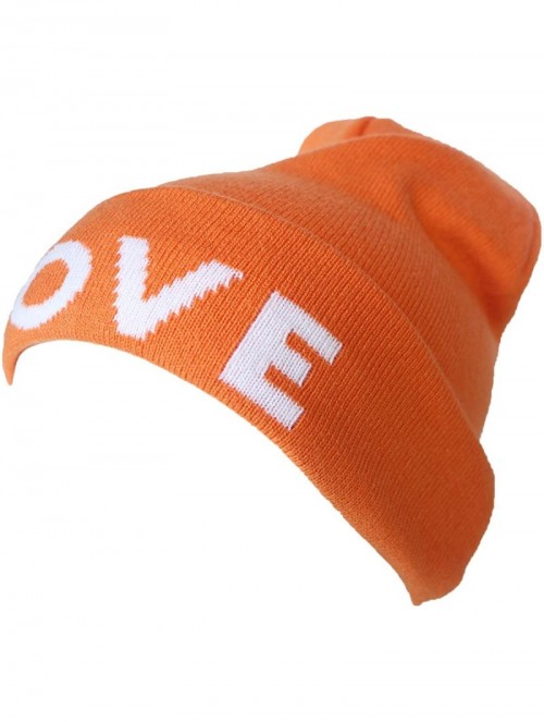 Skullies & Beanies Cuffed Winter Beanie Hat Jacquard Love for Women and Men Multi-Colors - Orange - C918K2RIW03 $12.97