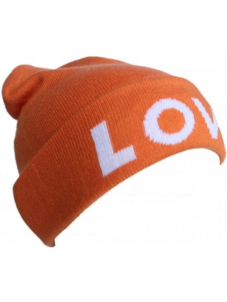 Skullies & Beanies Cuffed Winter Beanie Hat Jacquard Love for Women and Men Multi-Colors - Orange - C918K2RIW03 $12.97