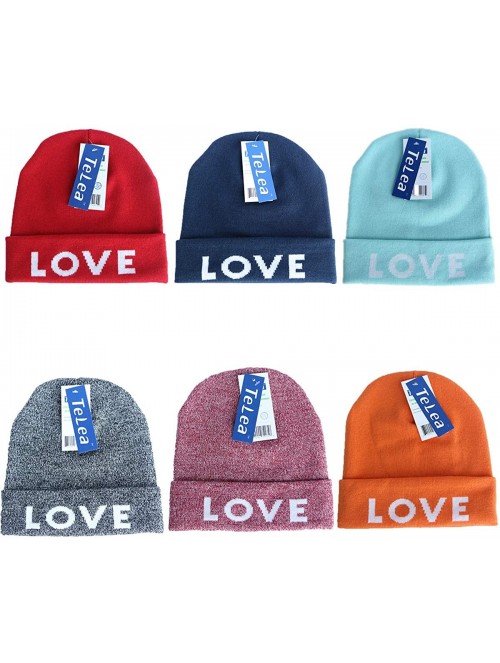 Skullies & Beanies Cuffed Winter Beanie Hat Jacquard Love for Women and Men Multi-Colors - Orange - C918K2RIW03 $12.97