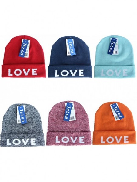 Skullies & Beanies Cuffed Winter Beanie Hat Jacquard Love for Women and Men Multi-Colors - Orange - C918K2RIW03 $12.97