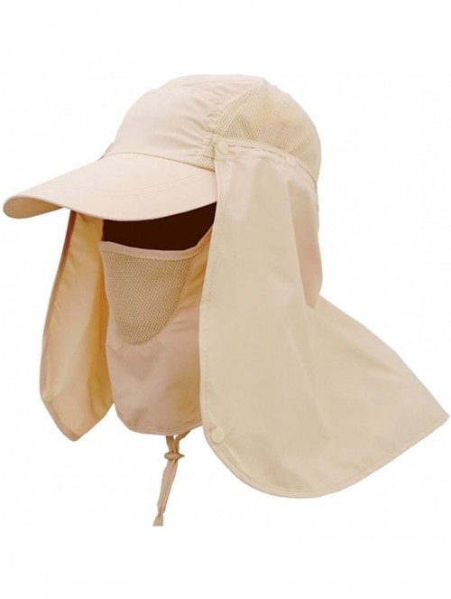 Sun Hats UPF 50+ Sun Hat with Neck Flap Removable Multifunction Outdoor Sport Summer Cap - Khaki - CV184QR49SD $13.29