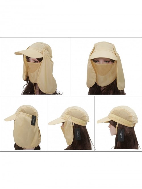 Sun Hats UPF 50+ Sun Hat with Neck Flap Removable Multifunction Outdoor Sport Summer Cap - Khaki - CV184QR49SD $13.29