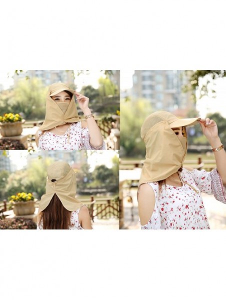 Sun Hats UPF 50+ Sun Hat with Neck Flap Removable Multifunction Outdoor Sport Summer Cap - Khaki - CV184QR49SD $13.29