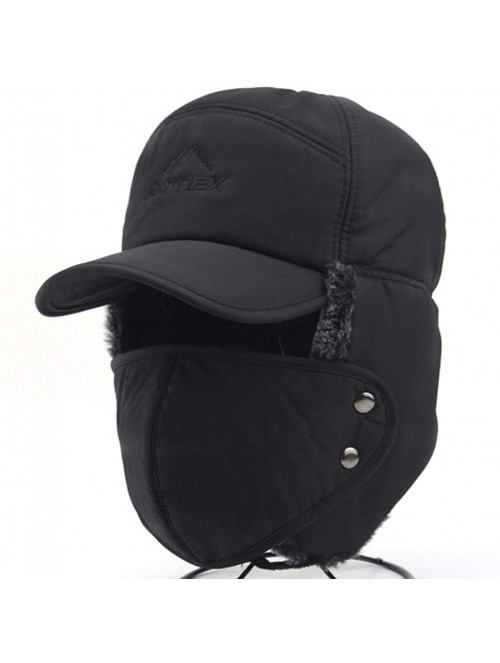Balaclavas Unisex Winter Warm Earflap Trapper Hat Faux Fur Bomber Hat with Removable Cover - Black - C118A9WUMXR $13.47