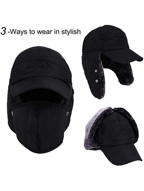 Balaclavas Unisex Winter Warm Earflap Trapper Hat Faux Fur Bomber Hat with Removable Cover - Black - C118A9WUMXR $13.47