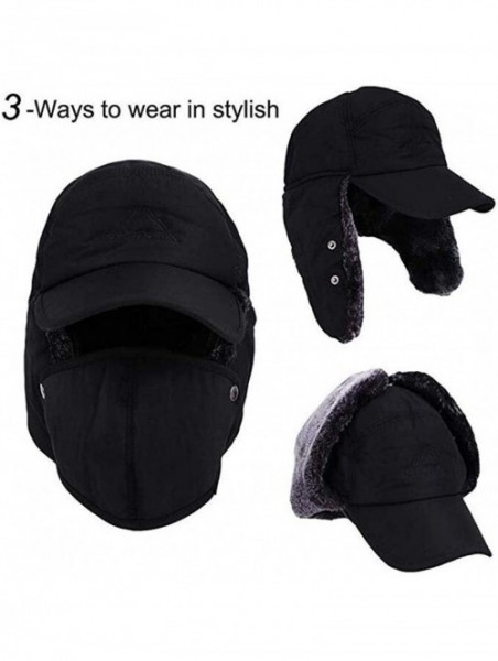 Balaclavas Unisex Winter Warm Earflap Trapper Hat Faux Fur Bomber Hat with Removable Cover - Black - C118A9WUMXR $13.47