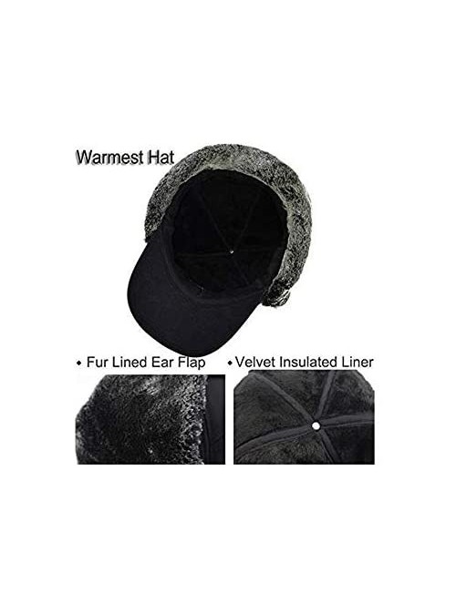 Balaclavas Unisex Winter Warm Earflap Trapper Hat Faux Fur Bomber Hat with Removable Cover - Black - C118A9WUMXR $13.47