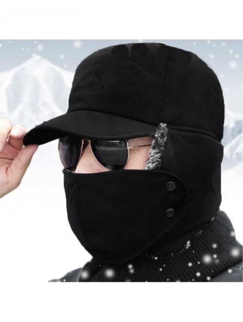 Balaclavas Unisex Winter Warm Earflap Trapper Hat Faux Fur Bomber Hat with Removable Cover - Black - C118A9WUMXR $13.47