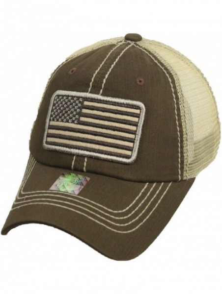 Baseball Caps US Flag Baseball Cap USA Mesh Trucker Fashion Hipster Golf Hiking Camping Hat - Brown - C818U4R09HG $20.95