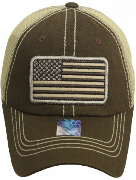 Baseball Caps US Flag Baseball Cap USA Mesh Trucker Fashion Hipster Golf Hiking Camping Hat - Brown - C818U4R09HG $20.95