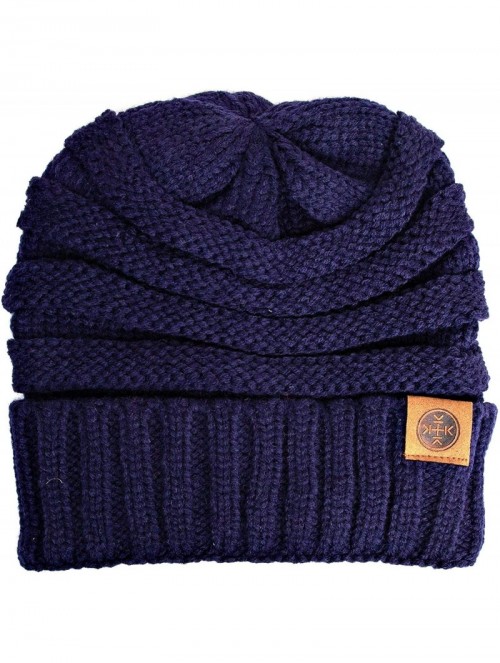 Skullies & Beanies Beanies Knit Hats for Women - Classic Knitted Winter Beanie Birthday Gift for Women - Navy - CJ18NGROKHC $...