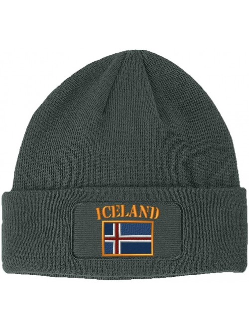 Skullies & Beanies Patch Beanie for Men & Women Iceland Flag Embroidery Skull Cap Hats 1 Size - Dark Grey - CY186NXTCC9 $18.94