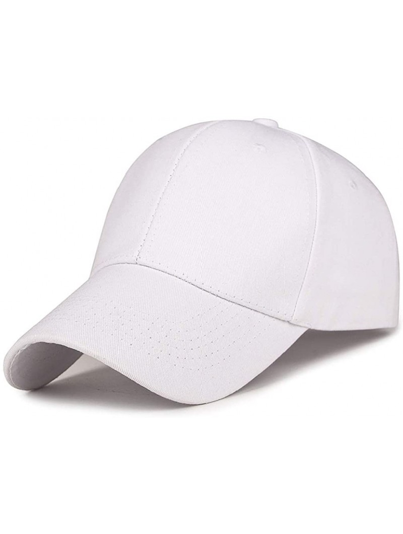 Sun Hats Mens Womens Baseball Cap Adjustable Cotton Dad Hat Classic Sports Hats - White - C418O94MHTD $11.07