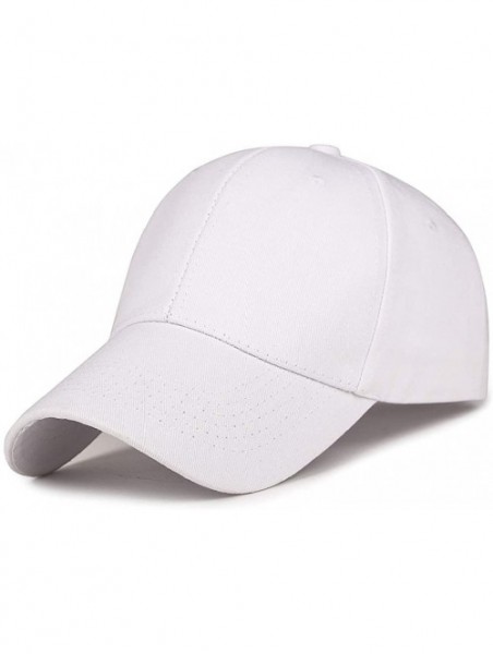 Sun Hats Mens Womens Baseball Cap Adjustable Cotton Dad Hat Classic Sports Hats - White - C418O94MHTD $11.07