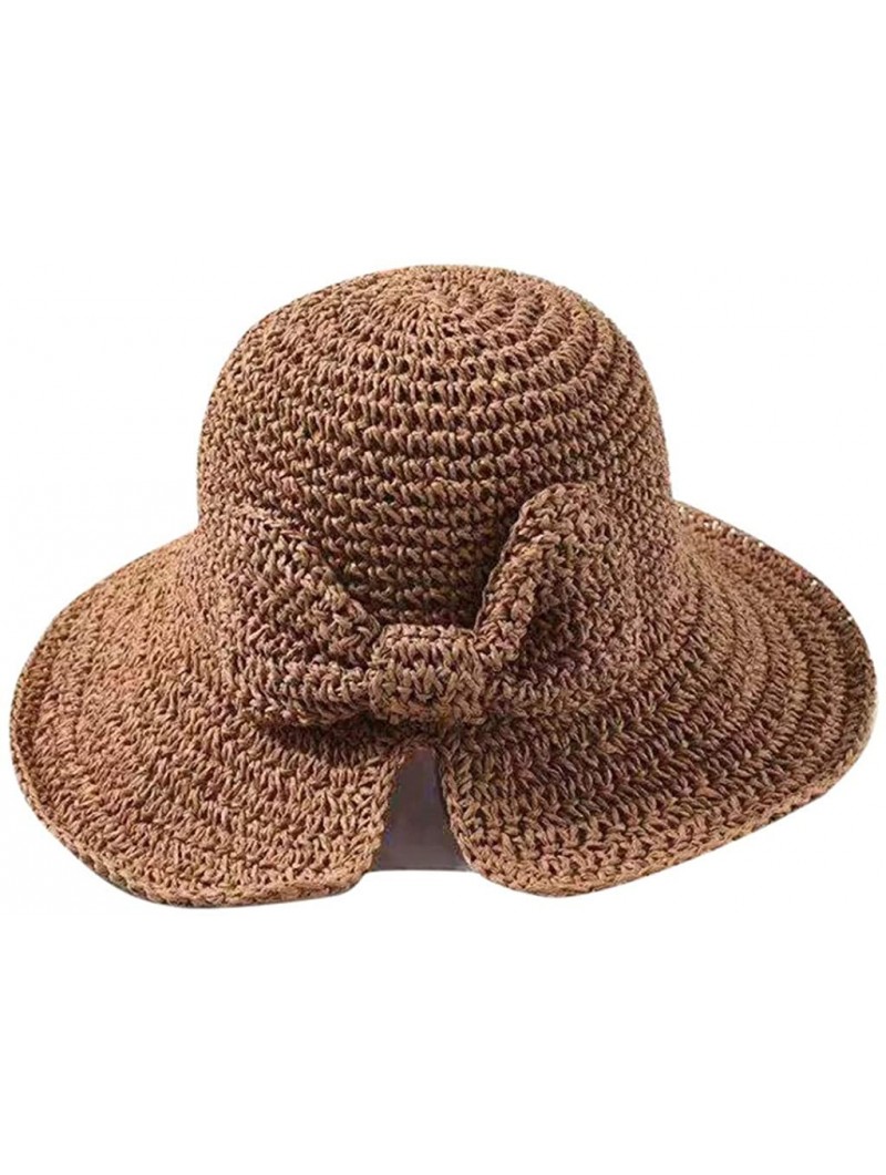 Sun Hats Women Beach Hat Floppy Summer Sun Beach Straw Hat Foldable Wide Brim Lightweight for Girls - Coffee - CK18U4674UT $1...