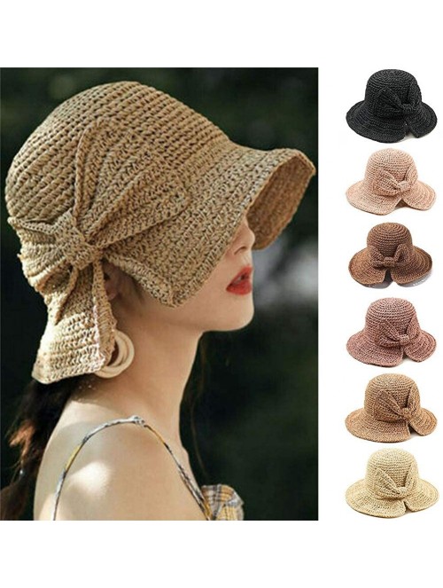 Sun Hats Women Beach Hat Floppy Summer Sun Beach Straw Hat Foldable Wide Brim Lightweight for Girls - Coffee - CK18U4674UT $1...