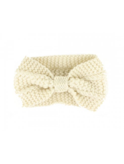 Headbands Women's Bowknot Design Winter Warm Twist Knitted Wool Headgear Crochet Headband Head Wrap Hairband(Ivory) - Ivory -...