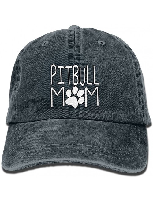 Baseball Caps Unisex Washed Pitbull Mom Fashion Denim Baseball Cap Adjustable Travel Hat - Navy - C318DULK5Q4 $14.67