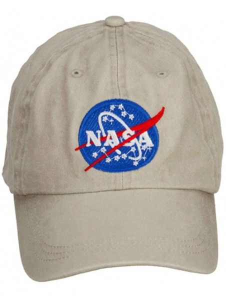 Baseball Caps NASA Insignia Embroidered Washed Cap - Beige - C4127A79499 $24.98