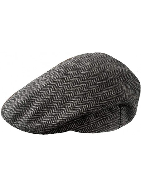 Newsboy Caps Mens Classic English Tweed Flat Cap - Grey Herringbone - C911DZIM57H $11.40