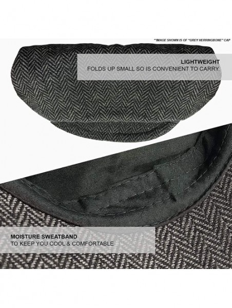 Newsboy Caps Mens Classic English Tweed Flat Cap - Grey Herringbone - C911DZIM57H $11.40