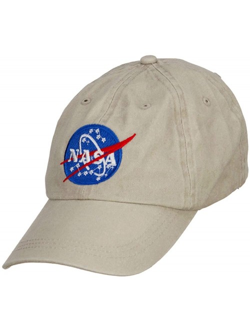 Baseball Caps NASA Insignia Embroidered Washed Cap - Beige - C4127A79499 $24.98