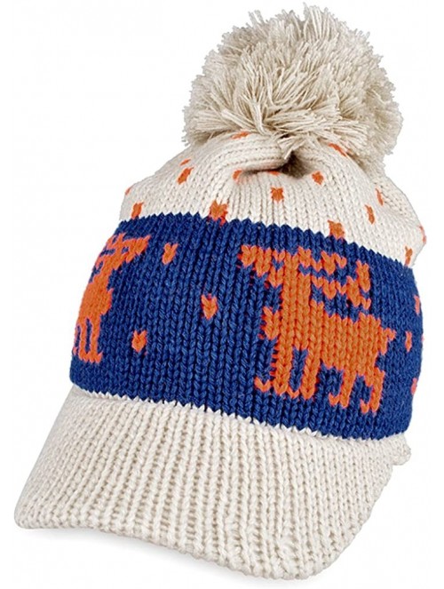 Skullies & Beanies Women Girl Reindeer Pattern Knit Hat Brim Cap Winter Warm FFH074BEI Beige - Beige - CI11HVRZWMX $22.55