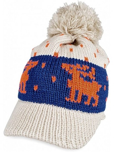 Skullies & Beanies Women Girl Reindeer Pattern Knit Hat Brim Cap Winter Warm FFH074BEI Beige - Beige - CI11HVRZWMX $22.55