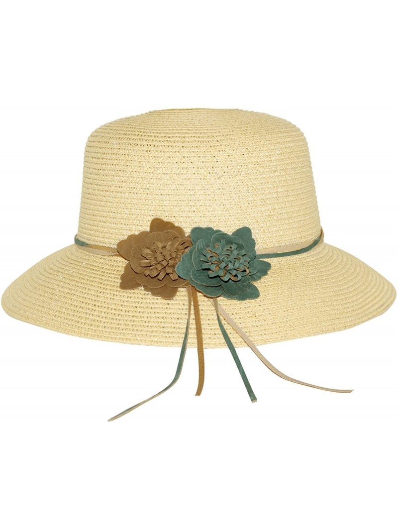 Sun Hats Women's Summer Sun Hat Bucket Hat - Suede Flower - Cream - CT11LDZWSCV $34.42