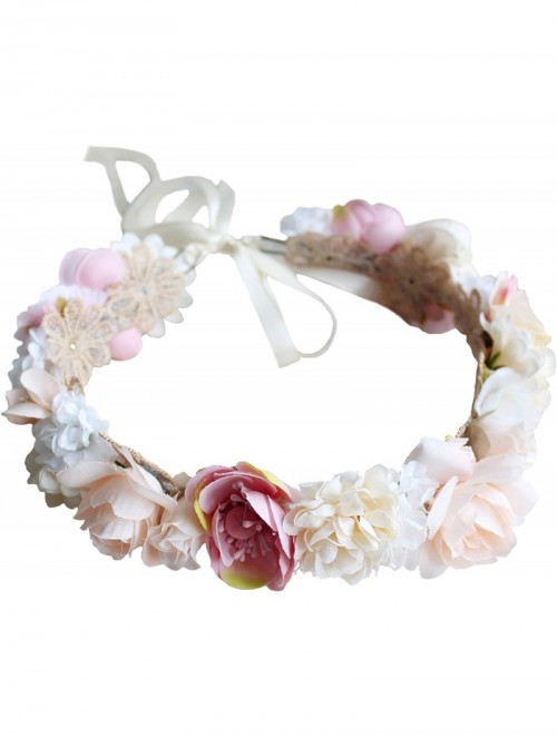 Headbands Adjustable Flower Headband Hair Wreath Floral Garland Crown Halo Headpiece with Ribbon Boho Wedding Festival - 1 - ...