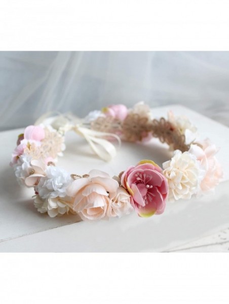 Headbands Adjustable Flower Headband Hair Wreath Floral Garland Crown Halo Headpiece with Ribbon Boho Wedding Festival - 1 - ...