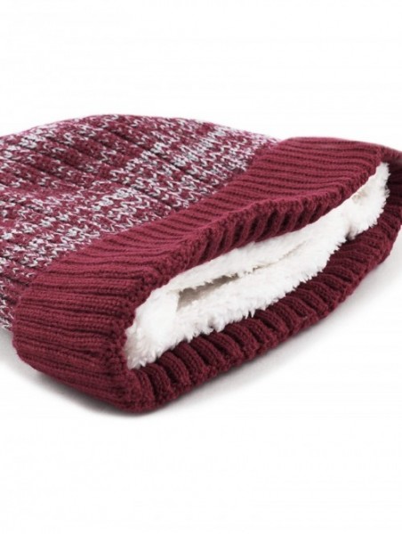 Skullies & Beanies Exclusive Ribbed Knit Warm Fuzzy Thick Fleece Lined Winter Skull Beanie - Burgundy With Pom - CB18KC0XK0Q ...