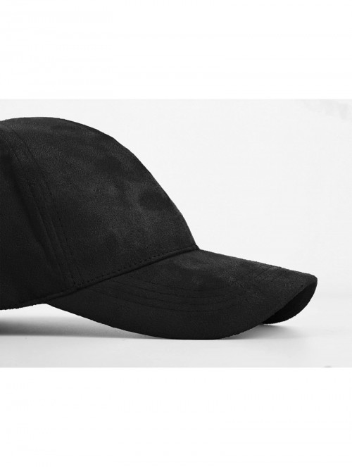 Baseball Caps Unisex Faux Suede Baseball Cap Adjustable Plain Dad Hat for Women Men - Black - CT12EL62503 $13.54