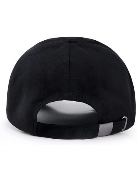 Baseball Caps Unisex Faux Suede Baseball Cap Adjustable Plain Dad Hat for Women Men - Black - CT12EL62503 $13.54