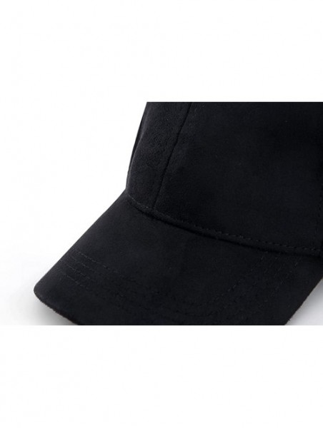 Baseball Caps Unisex Faux Suede Baseball Cap Adjustable Plain Dad Hat for Women Men - Black - CT12EL62503 $13.54