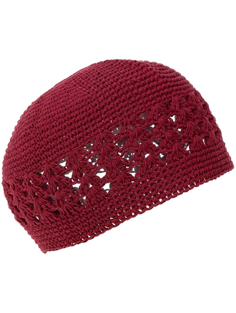 Skullies & Beanies Knit Kufi Hat - Koopy Cap - Crochet Beanie - Burgundy - CP11644VGBP $13.37