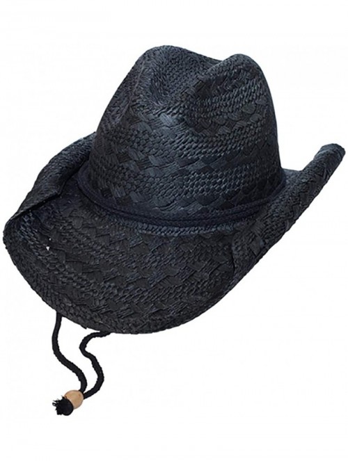 Cowboy Hats Ladies Straw Toyo Cowboy Hat (Black) - CJ111GHWZPB $23.72