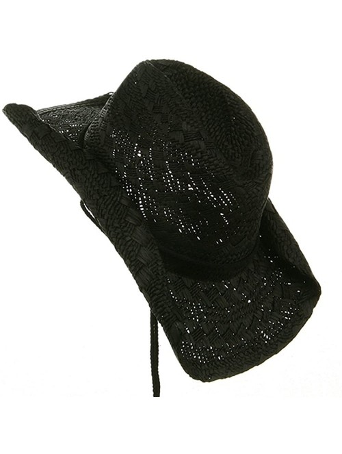 Cowboy Hats Ladies Straw Toyo Cowboy Hat (Black) - CJ111GHWZPB $23.72