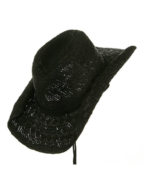 Cowboy Hats Ladies Straw Toyo Cowboy Hat (Black) - CJ111GHWZPB $23.72