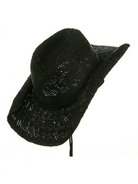 Cowboy Hats Ladies Straw Toyo Cowboy Hat (Black) - CJ111GHWZPB $23.72