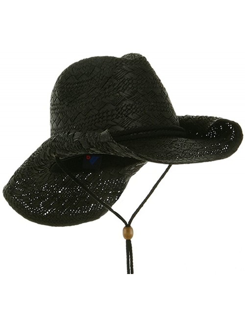 Cowboy Hats Ladies Straw Toyo Cowboy Hat (Black) - CJ111GHWZPB $23.72